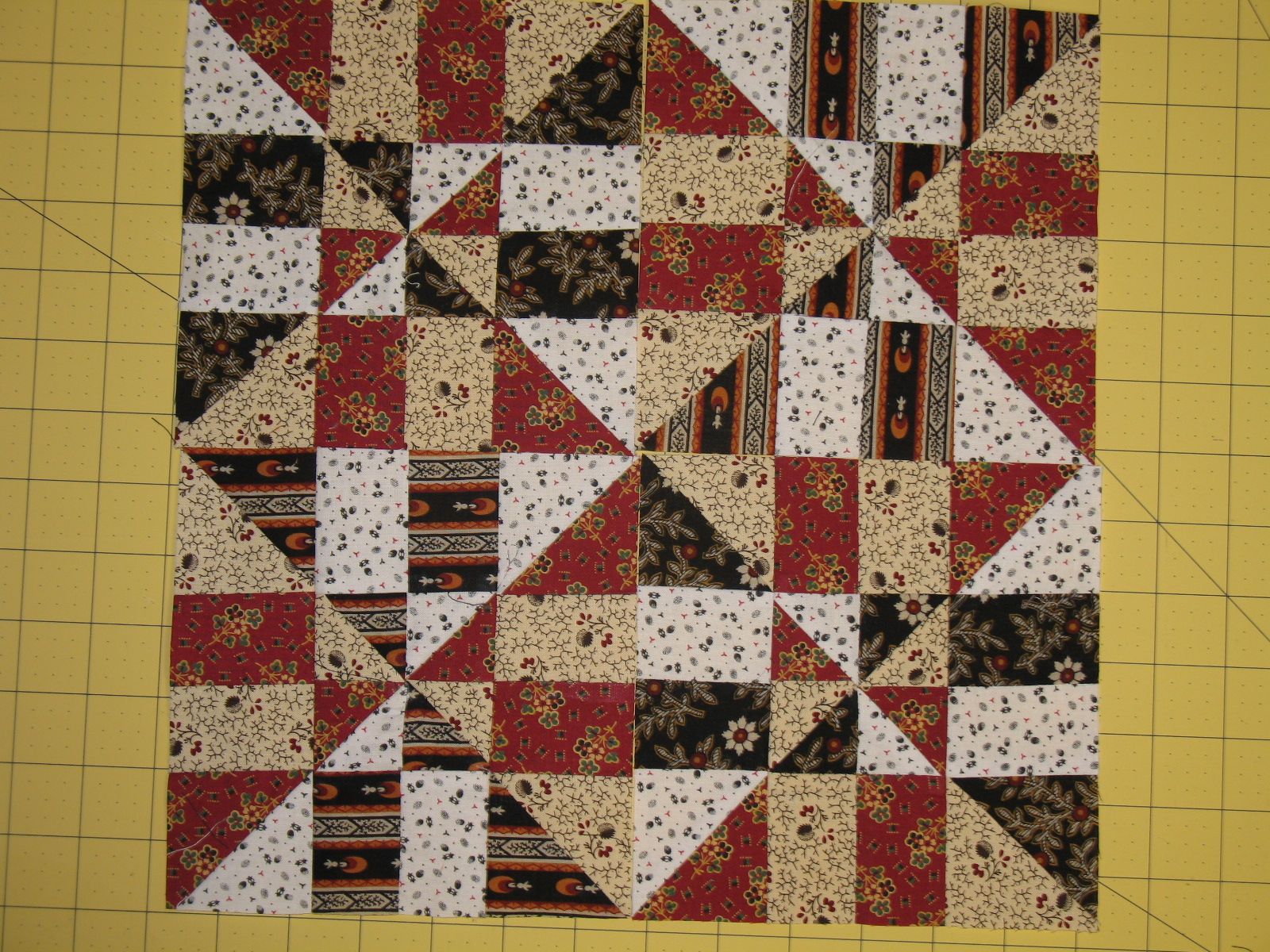 Directions for disappearing 4 patch quilt pattern
